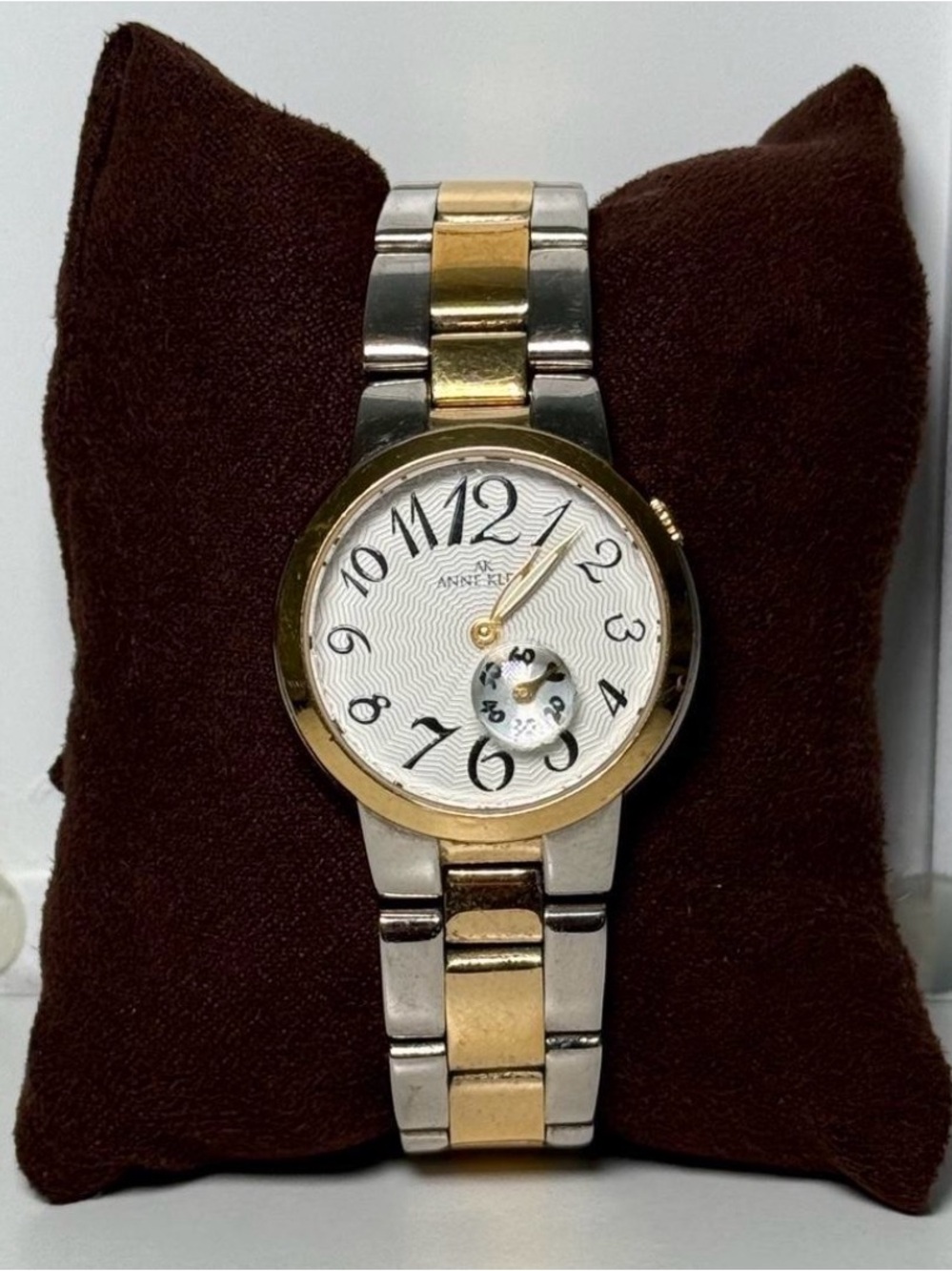 Anne Klein Dainty Two Tone Watch Womens White Unique Zigzag Dial Quartz 10/247